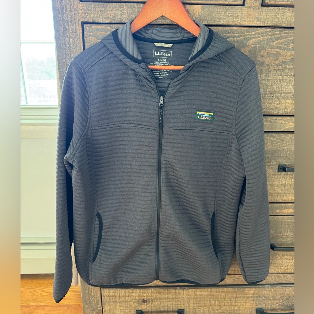 L.L. Bean Airlight Knit Dark Gray Hooded Zip Sweatshirt women’s size large
